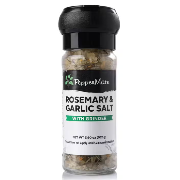 Disposable Rosemary & Garlic Salt Grinder Peppermate 3.60oz