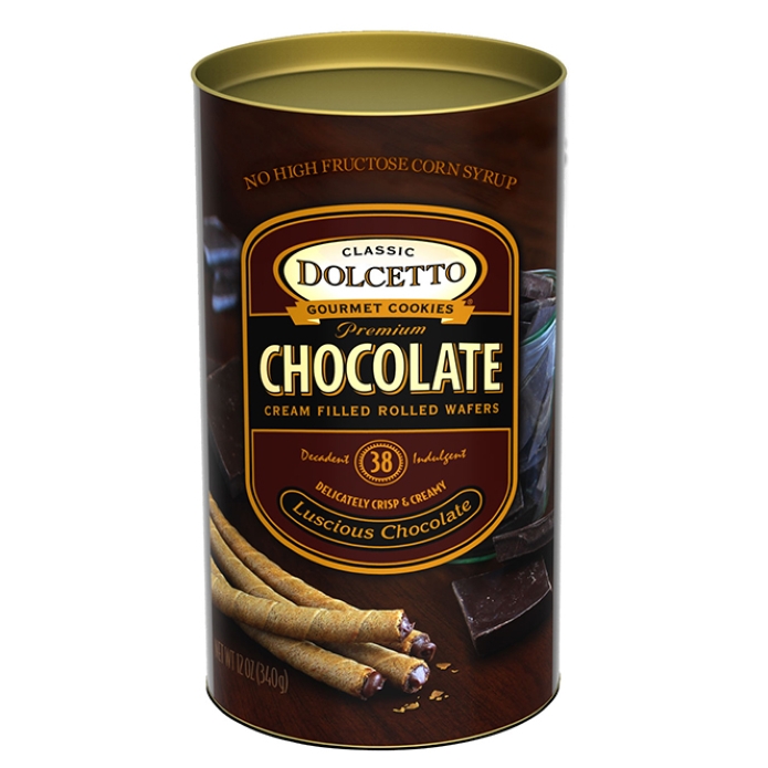 Dolcetto  Cream Filled Rolled Wafer Rolls and Cookies 12oz (Chocolate)