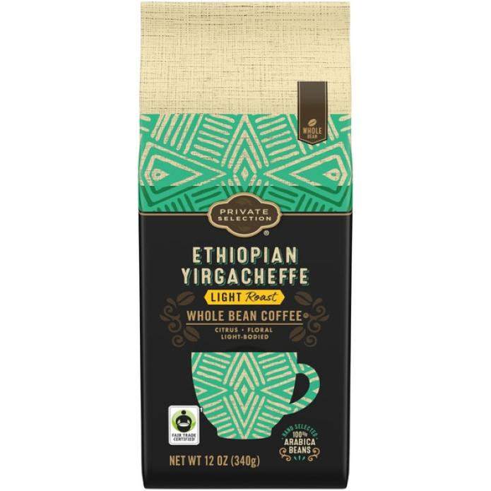 Private Selection Ethiopian Yirgacheffe Single Origin Whole Bean Coffee 12oz (Light Roast)
