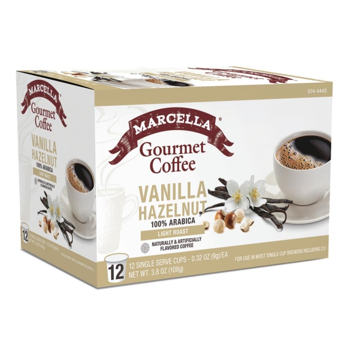 Marcella Gourmet Vanilla Hazelnut  Coffee Pods 12Kcups (Light Roast)