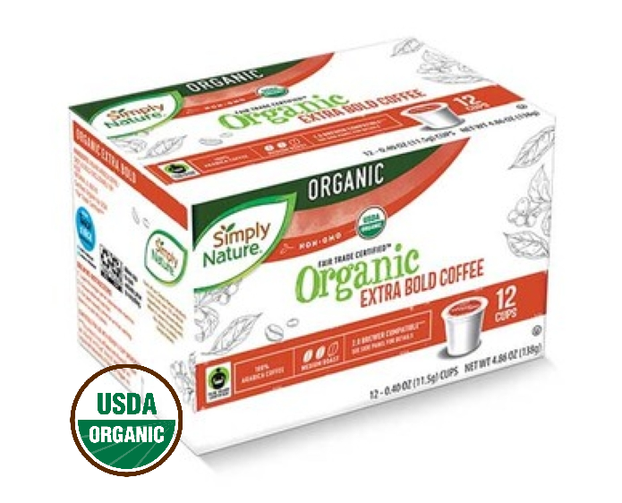 Simply Nature Fair Trade Organic Medium Extra Bold Coffee Cups (12Kcups)